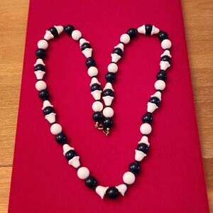 Vintage Signed Freirich Blue and White Beaded Necklace